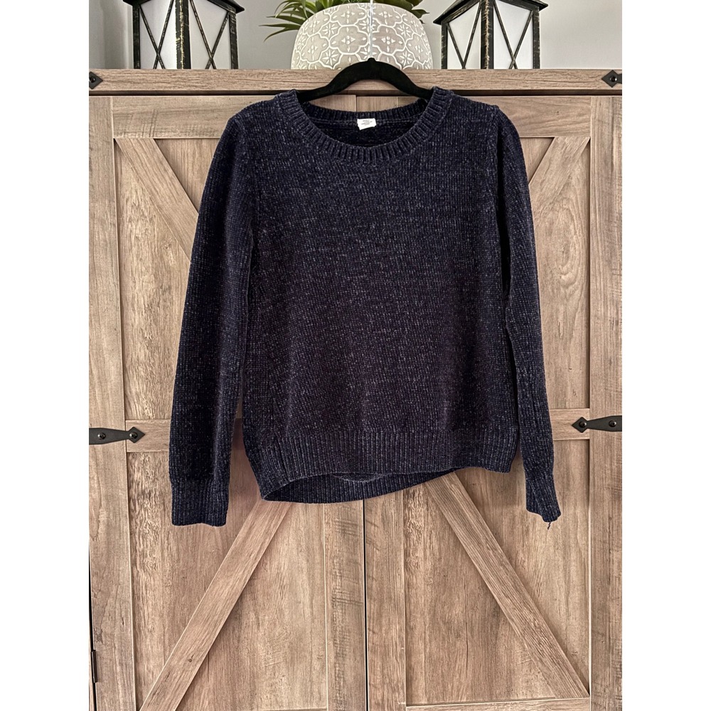 Harper Canyon Girls Navy Blue Chenille Knit Sweater Size 7 Pullover Crew Neck